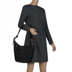 Coach Black Signature Canvas Bucket Hobo