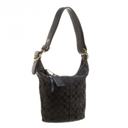 Coach Black Signature Canvas Bucket Hobo
