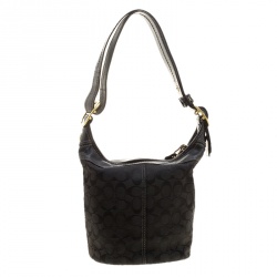Coach Black Signature Canvas Bucket Hobo
