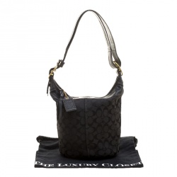 Coach Black Signature Canvas Bucket Hobo