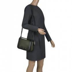 Coach Olive Green Leather Swagger Shoulder Bag