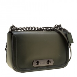 Coach Olive Green Leather Swagger Shoulder Bag