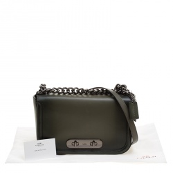 Coach Olive Green Leather Swagger Shoulder Bag