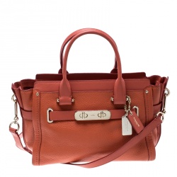 Pre Owned Coach Orange Leather Swagger 27 Carryall Tote