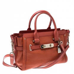 Pre Owned Coach Orange Leather Swagger 27 Carryall Tote
