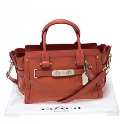 Pre Owned Coach Orange Leather Swagger 27 Carryall Tote