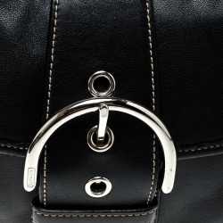 Pre Owned Coach Black Leather Buckle Shoulder Bag