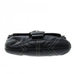 Pre Owned Coach Black Leather Buckle Shoulder Bag