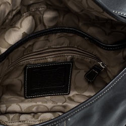 Pre Owned Coach Black Leather Buckle Shoulder Bag