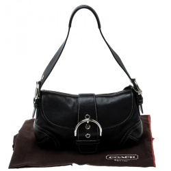 Pre Owned Coach Black Leather Buckle Shoulder Bag