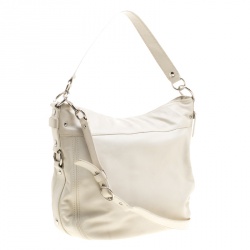 Pre Owned Coach Off White Leather Hobo