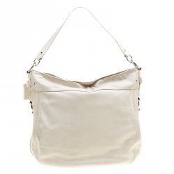 Pre Owned Coach Off White Leather Hobo