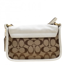 Coach White/Beige Signature Canvas and Leather Crossbody Bag