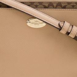 Coach Light Brown Leather East/West Pop Up Pouch Crossbody Bag