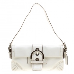 Pre Owned Coach White Leather Soho Flap Shoulder Bag