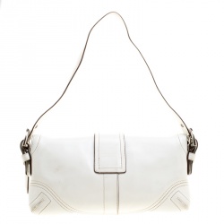 Pre Owned Coach White Leather Soho Flap Shoulder Bag