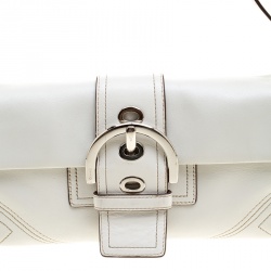 Pre Owned Coach White Leather Soho Flap Shoulder Bag