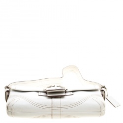 Pre Owned Coach White Leather Soho Flap Shoulder Bag