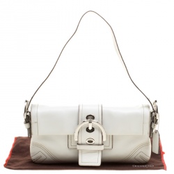 Pre Owned Coach White Leather Soho Flap Shoulder Bag