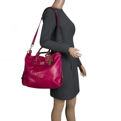 Pre Owned Coach Fuchsia Leather Ashley Tote