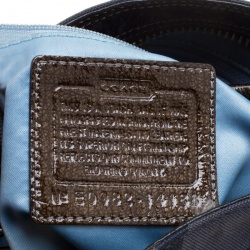 Pre Owned حقيبة كوتش جلد لامعة وكانفاس شهير لامعة بنية/ زرقاء