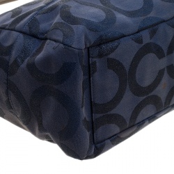 Pre Owned حقيبة كوتش جلد لامعة وكانفاس شهير لامعة بنية/ زرقاء