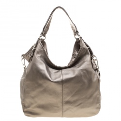 Pre Owned حقيبة كتف كوتش جلد بيج ميتالك