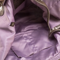 Pre Owned حقيبة كتف كوتش جلد بيج ميتالك