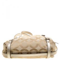 Pre Owned Coach Beige Signature Canvas Shoulder Bag