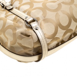 Pre Owned Coach Beige Signature Canvas Shoulder Bag