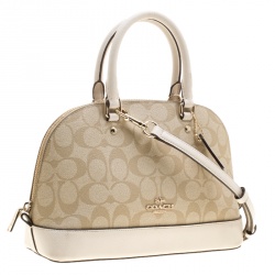 مملوكة مسبقًا Coach Beige/White Signature Coated Canvas and Leather Sierra Satchel