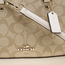 مملوكة مسبقًا Coach Beige/White Signature Coated Canvas and Leather Sierra Satchel