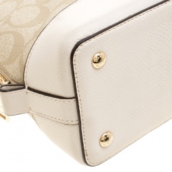 مملوكة مسبقًا Coach Beige/White Signature Coated Canvas and Leather Sierra Satchel