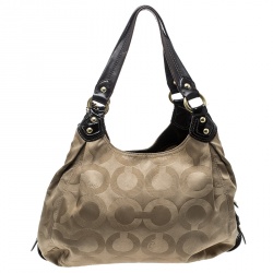 Coach Beige/Brown Signature Canvas Satchel 