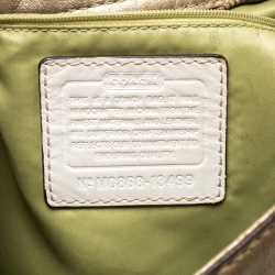 Pre Owned Coach Beige/Gold Canvas and Leather Hobo