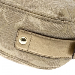 Pre Owned Coach Beige/Gold Canvas and Leather Hobo