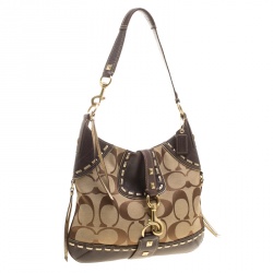 Coach Beige/Brown Signature Canvas and Leather Hobo