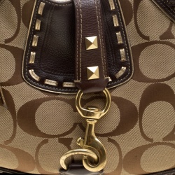 Coach Beige/Brown Signature Canvas and Leather Hobo