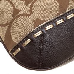 Coach Beige/Brown Signature Canvas and Leather Hobo