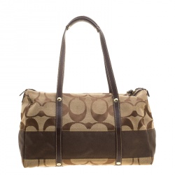 Coach Beige/Brown Signature Canvas and Leather Satchel