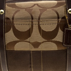 Coach Beige/Brown Signature Canvas and Leather Satchel