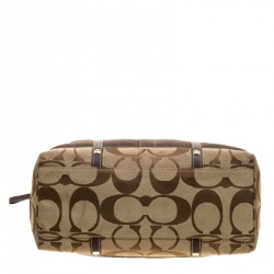 Coach Beige/Brown Signature Canvas and Leather Satchel