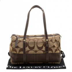 Coach Beige/Brown Signature Canvas and Leather Satchel