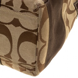 Coach Beige/Brown Signature Canvas and Leather Satchel