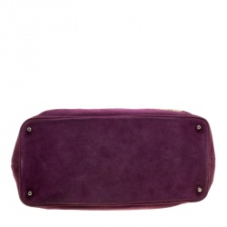 Pre Owned Coach Beige/Purple Signature Canvas Demi Striped Tote