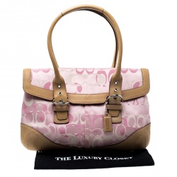 Coach Pink/Brown Canvas and Leather Satchel