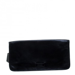 Coach Black Leather Foldover Clutch
