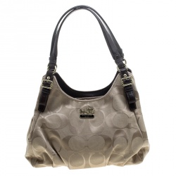 Coach Beige/Brown Signature Canvas Satchel