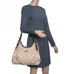 Coach Beige/Brown Signature Canvas Satchel