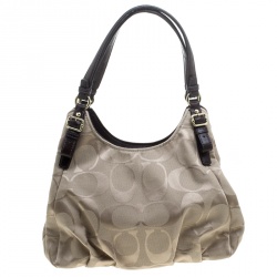 Coach Beige/Brown Signature Canvas Satchel